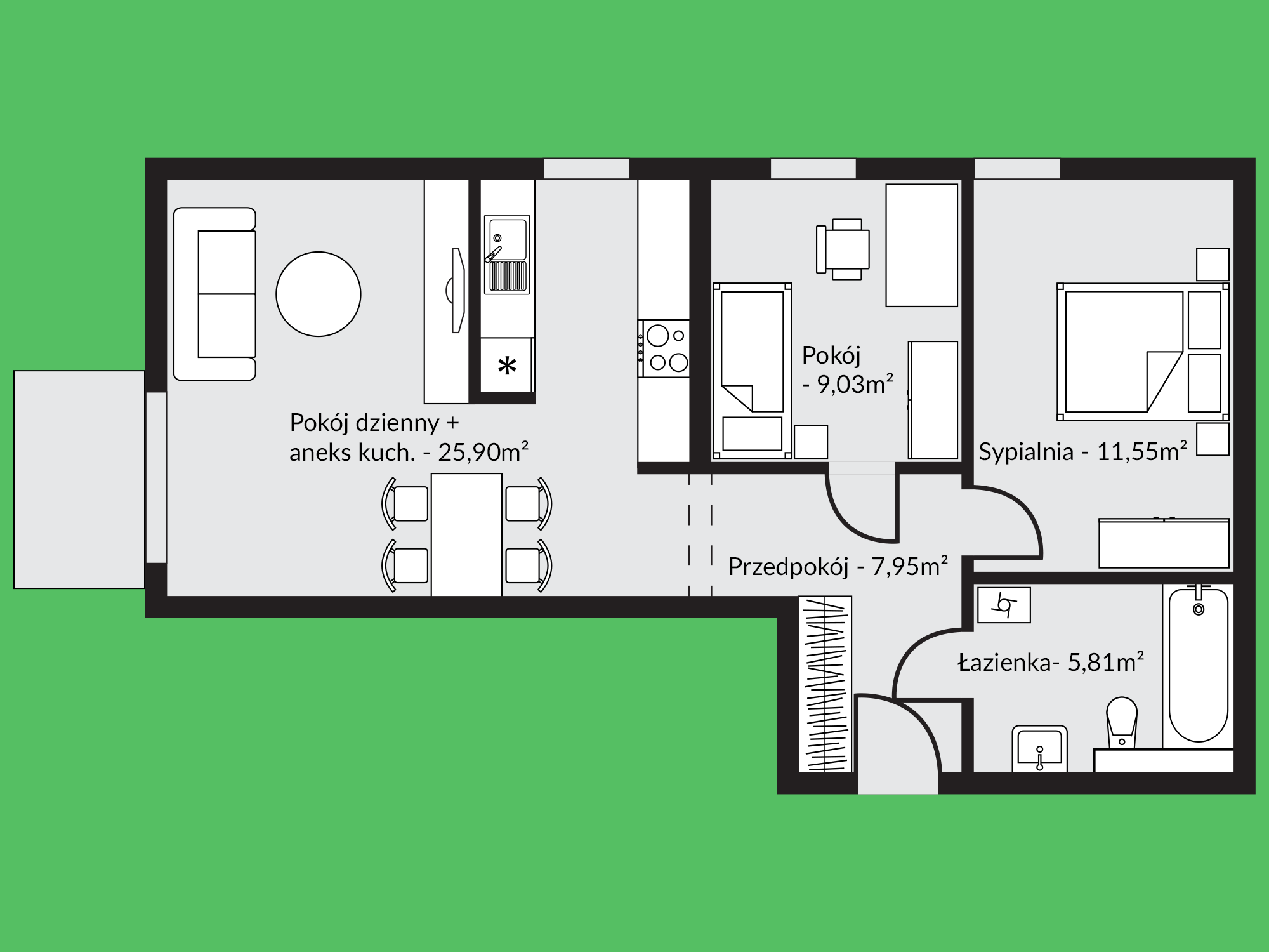 Rzut mieszkania nr 14A