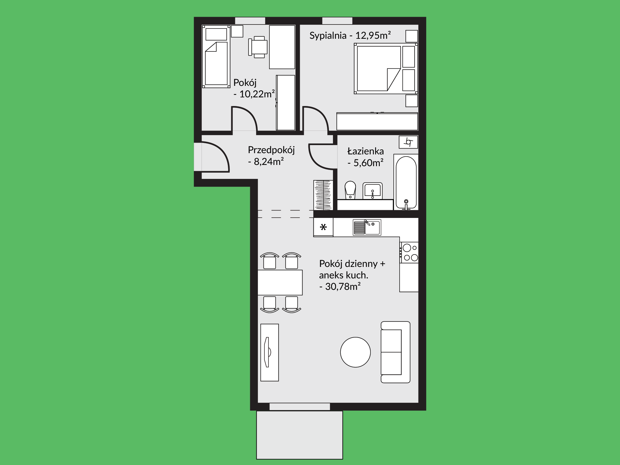 Rzut mieszkania nr 19B