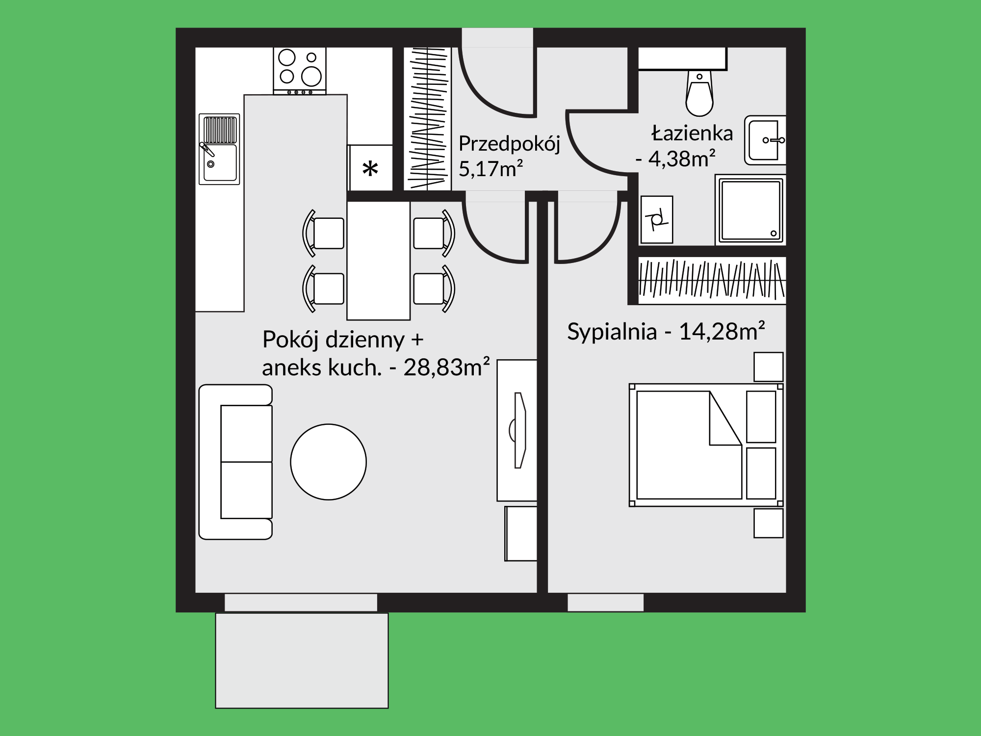 Rzut mieszkania nr 22B