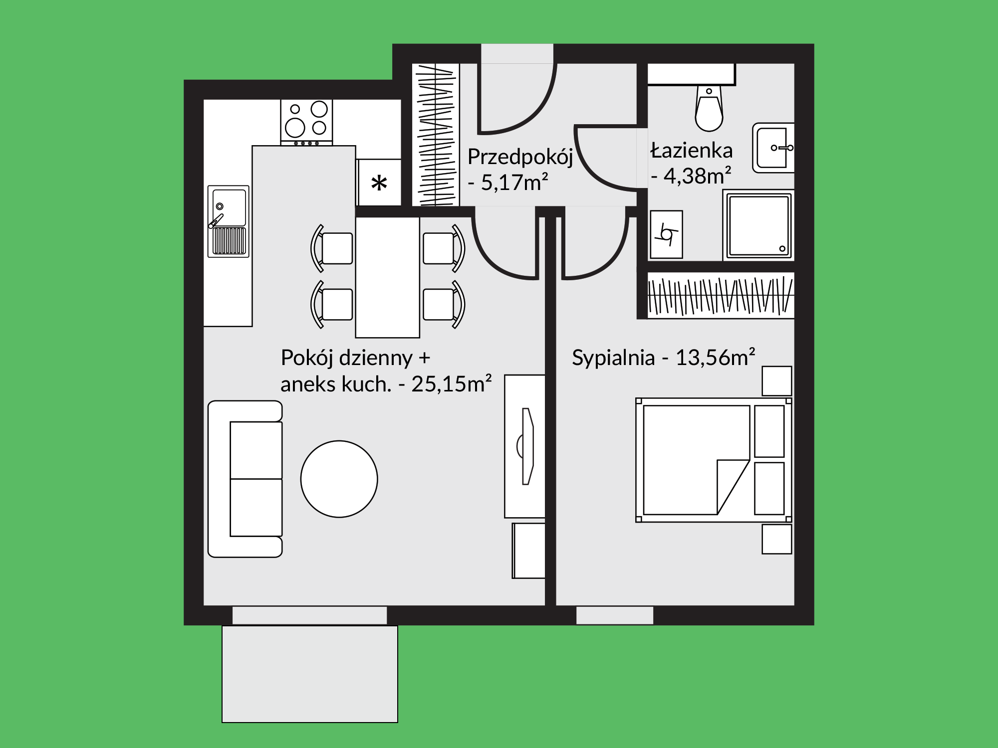 Rzut mieszkania nr 23B