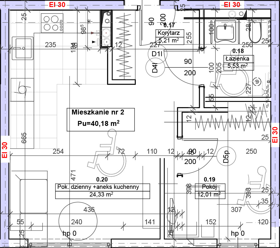Rzut techniczny mieszkania nr 2